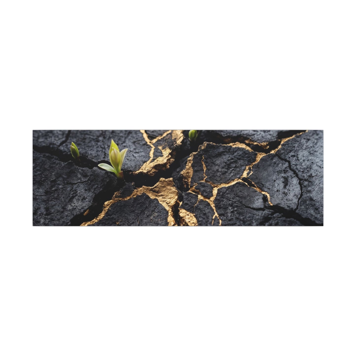 Ma Cracked Earth Canvas Art - Dark Japandi Charcoal Ink