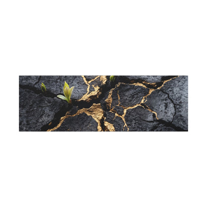 Ma Cracked Earth Canvas Art - Dark Japandi Charcoal Ink