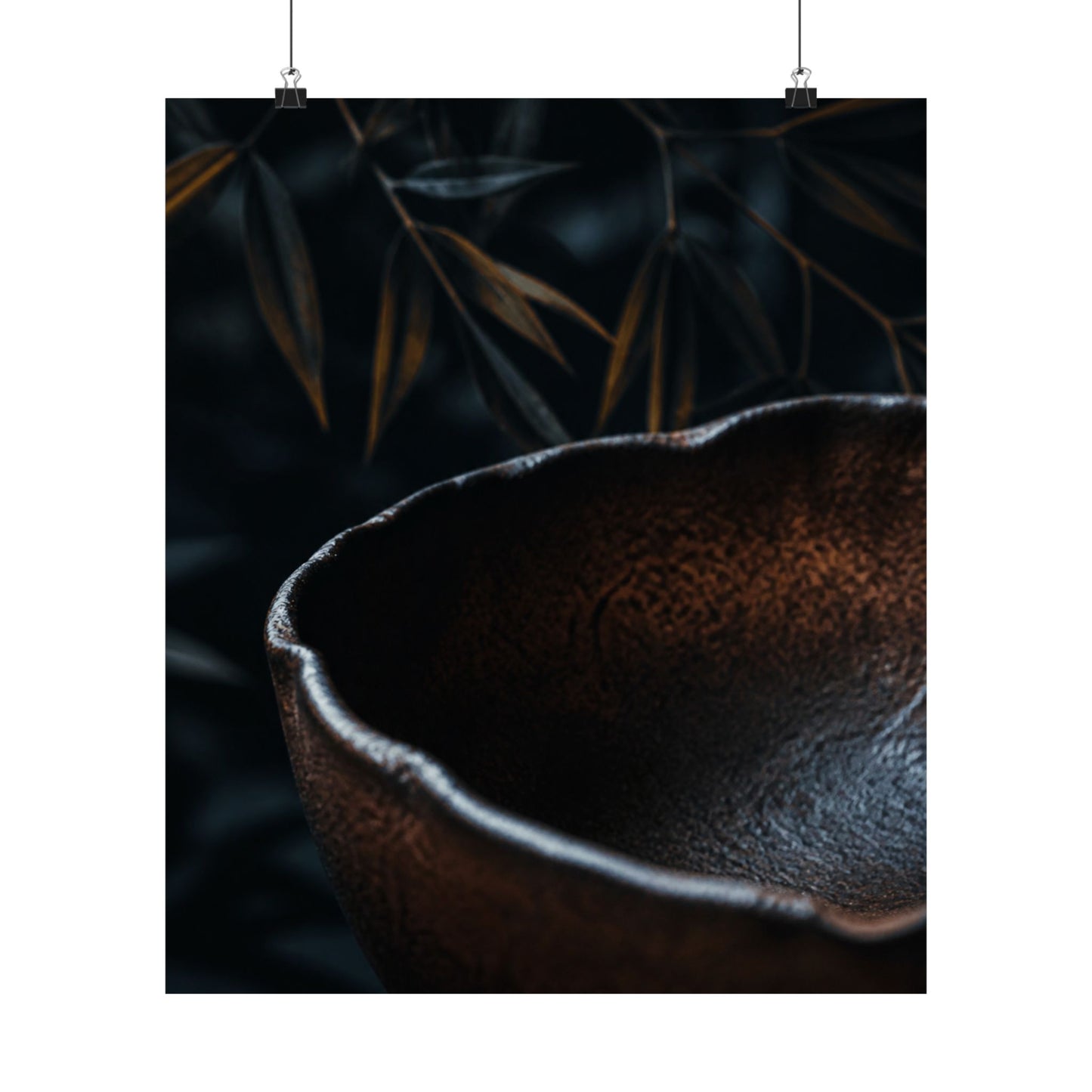 Moonlight Ceramic Bowl Wall Art Print - Dark Japandi Kanso