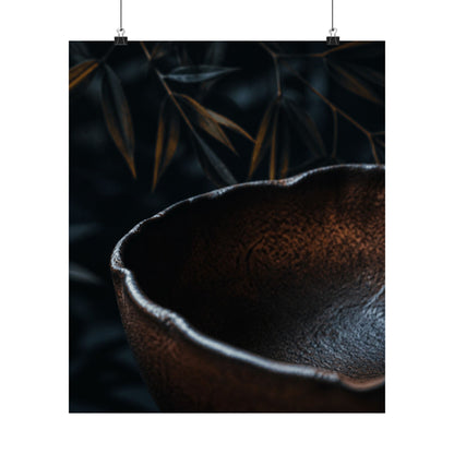 Moonlight Ceramic Bowl Wall Art Print - Dark Japandi Kanso