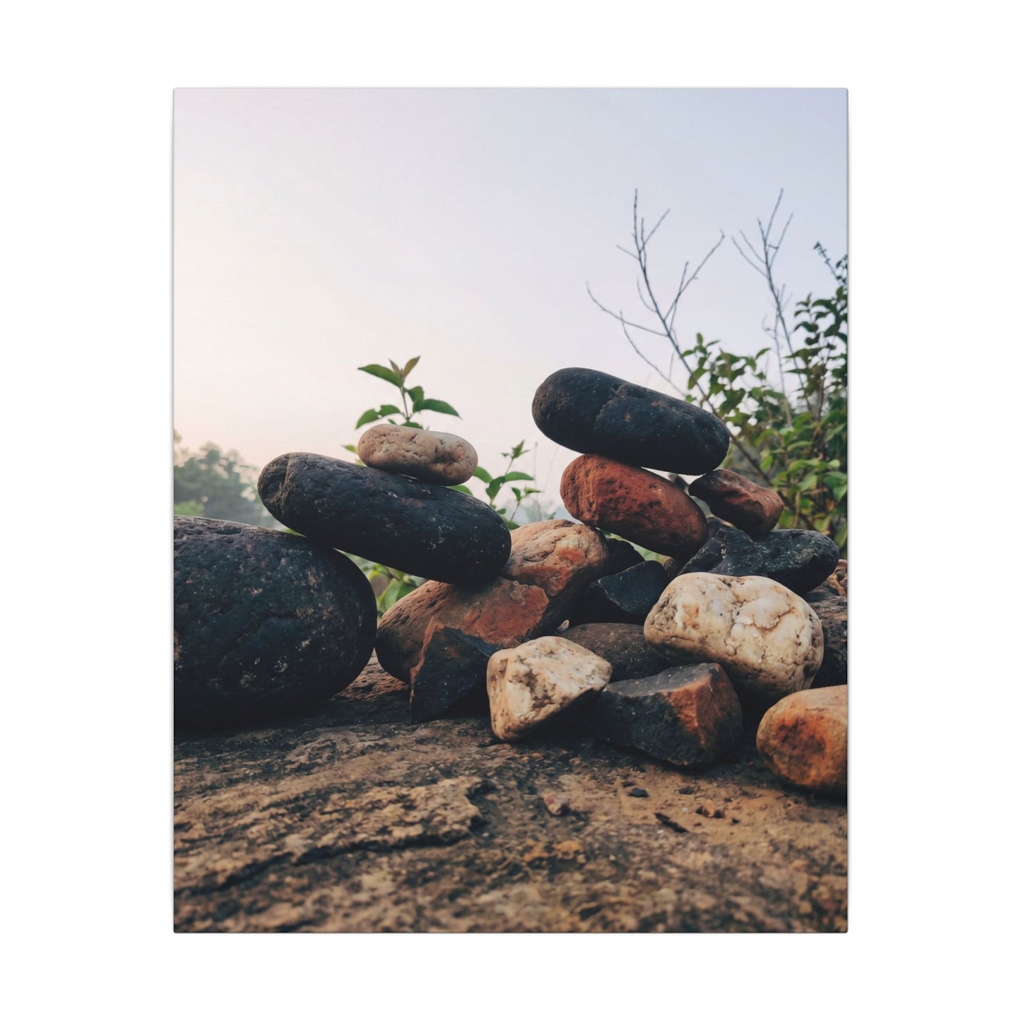 River Stones Canvas Art | Spring Kintsugi Broken Beauty Art