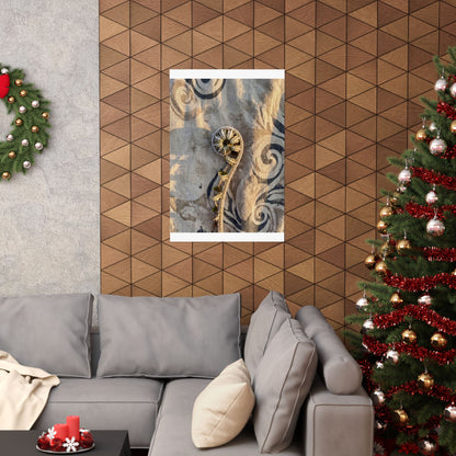 Fern Unfurling Winter Wall Art Print | Japandi Warm Design