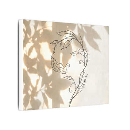 Warm Shoji Screen Canvas Art - Minimal Line Japandi