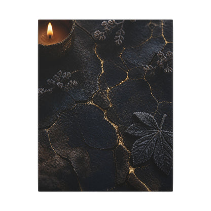 Candlelight Cracked Earth Canvas Art - Dark Japandi Ma