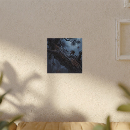 Atmospheric Pine Tree Canvas Art - Shadow Zen Dark Japandi