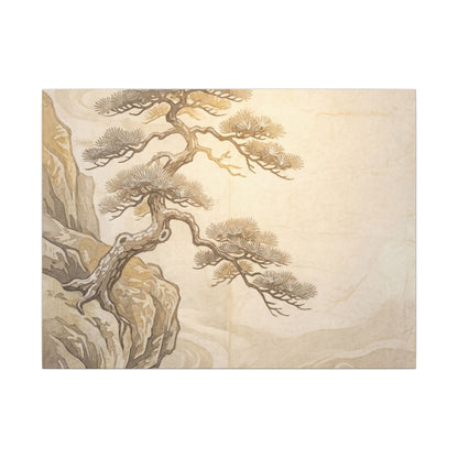 Winter Pine Tree Japanese Pattern Canvas Art | Elegant Decor