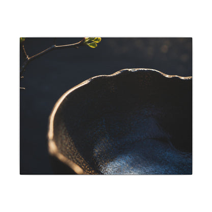 Ma Ceramic Bowl Canvas Art - Dark Japandi Shadow Zen