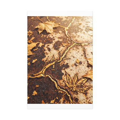Kintsugi Rust Patina in Golden Hour | Gold Vein Canvas Art