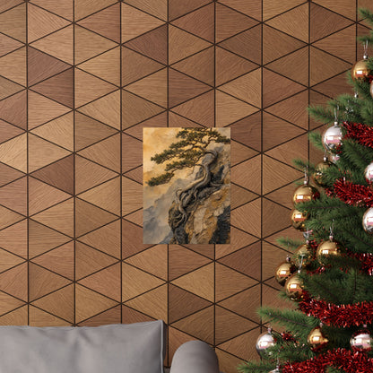 Elegant Pine Tree Wall Art Print - Texture Japandi