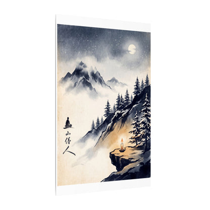 Mountain Mist Canvas Art | Winter Zen Ukiyo E Inspired Art