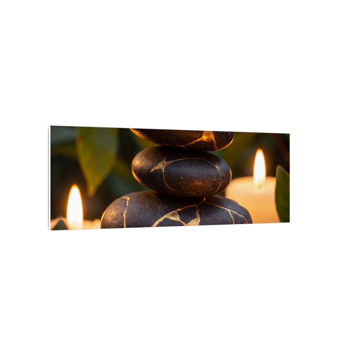 Summer River Stones Gold Vein Canvas Art | Philosophical Decor