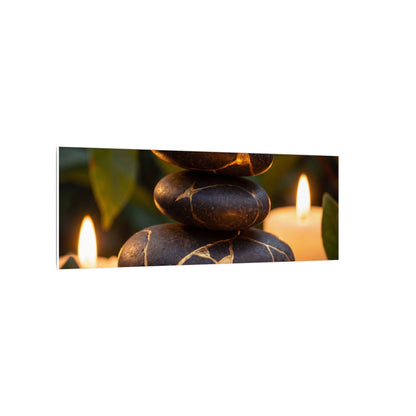 Summer River Stones Gold Vein Canvas Art | Philosophical Decor