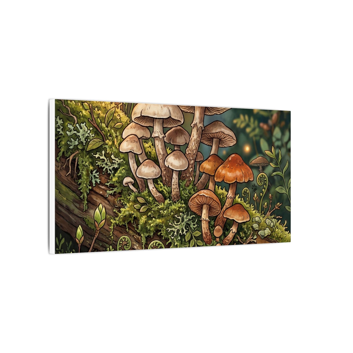 Spring Wild Mushrooms Herbarium Canvas Art | Rustic Decor