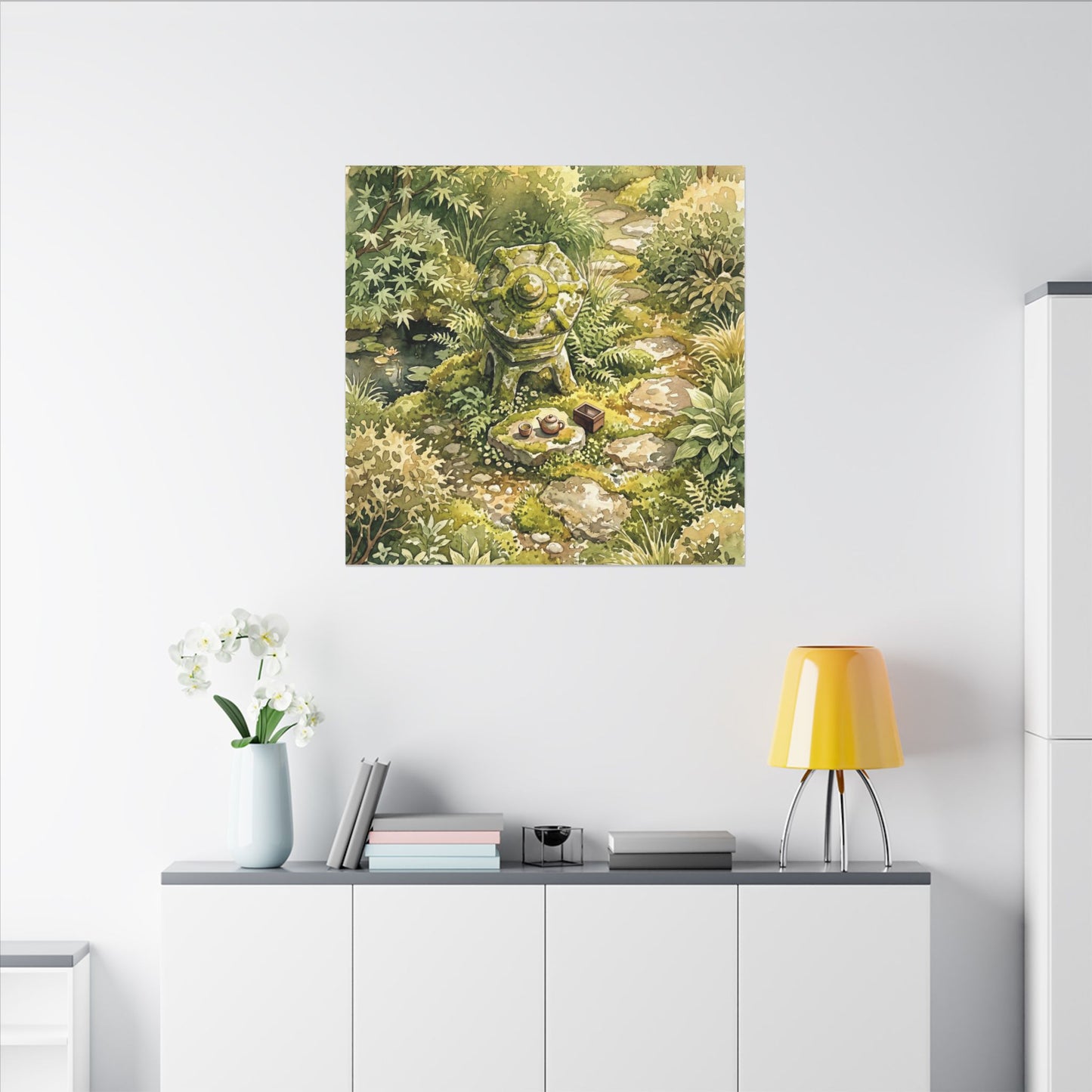 Datsuzoku Stone Lantern Canvas Art - Japandi Watercolor
