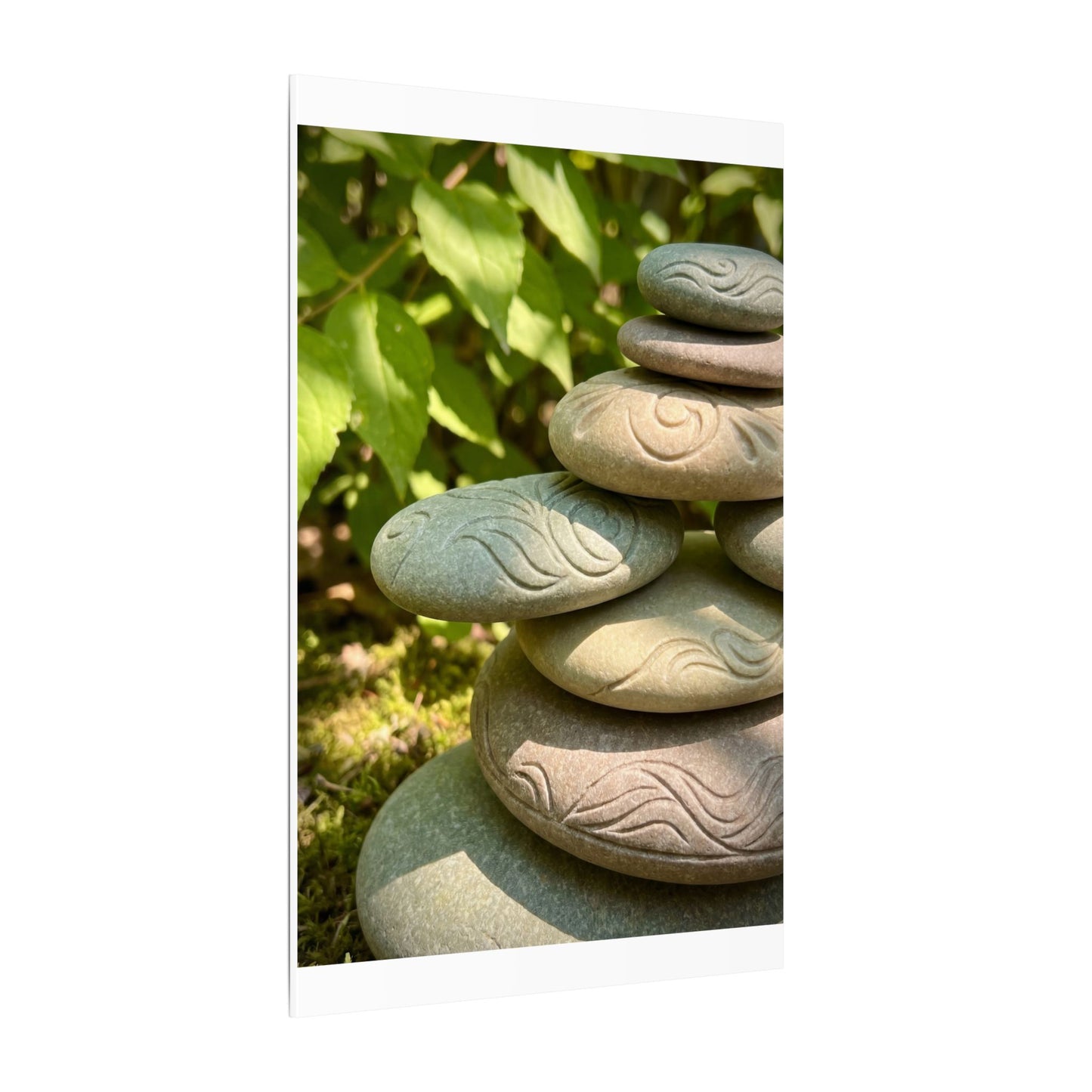 River Stones Summer Canvas Art | Japandi Earthy Design