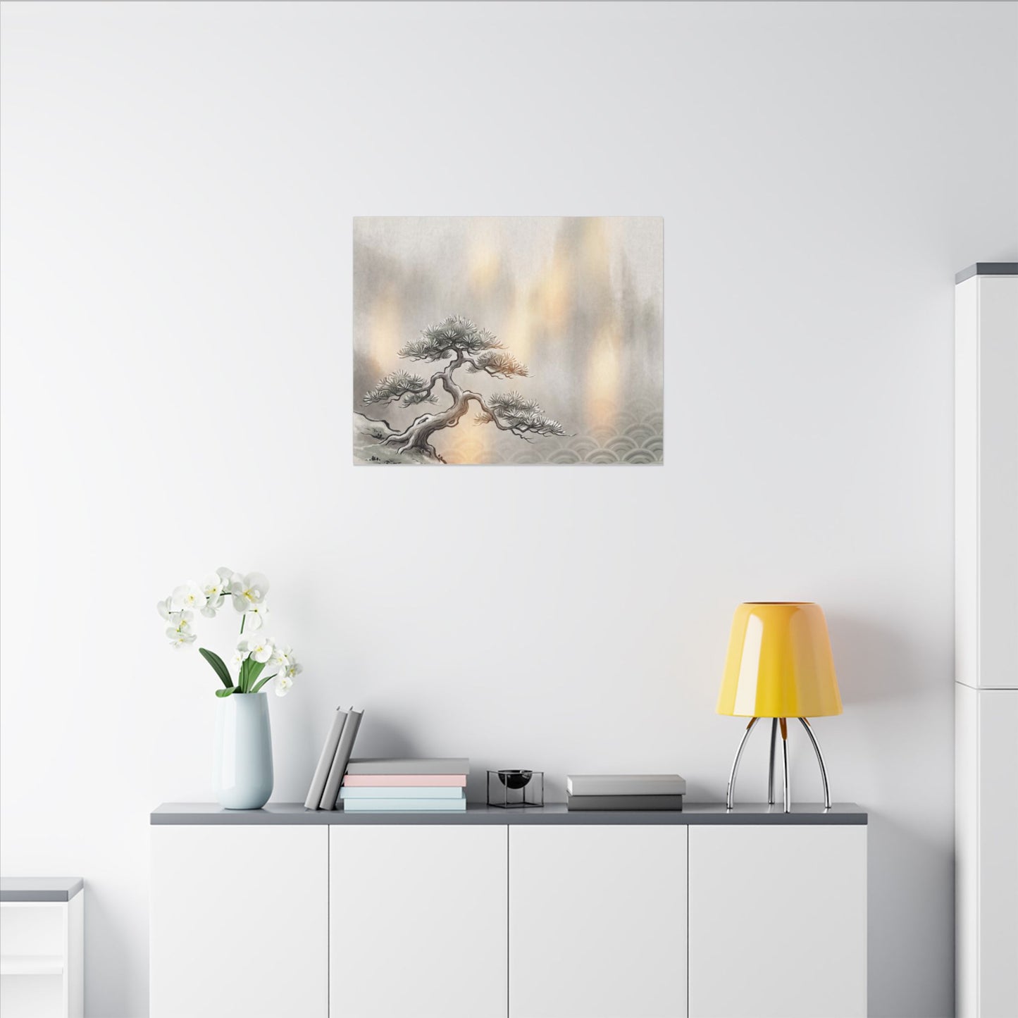 Pine Tree Canvas Art | Winter Japandi Japanese Pattern Art