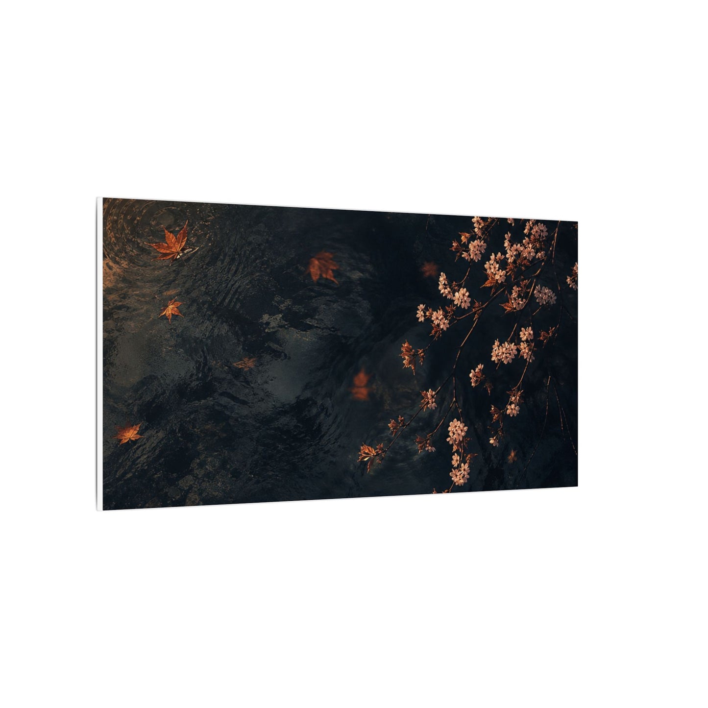 Golden Hour Cherry Blossom Canvas Art - Dark Japandi Kanso