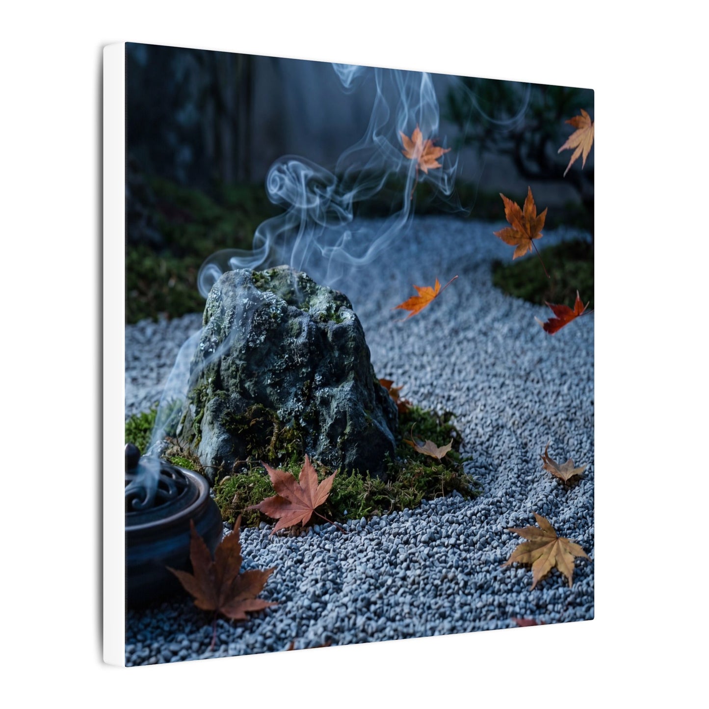 Autumn Incense Smoke Karesansui Canvas Art | Calm Decor