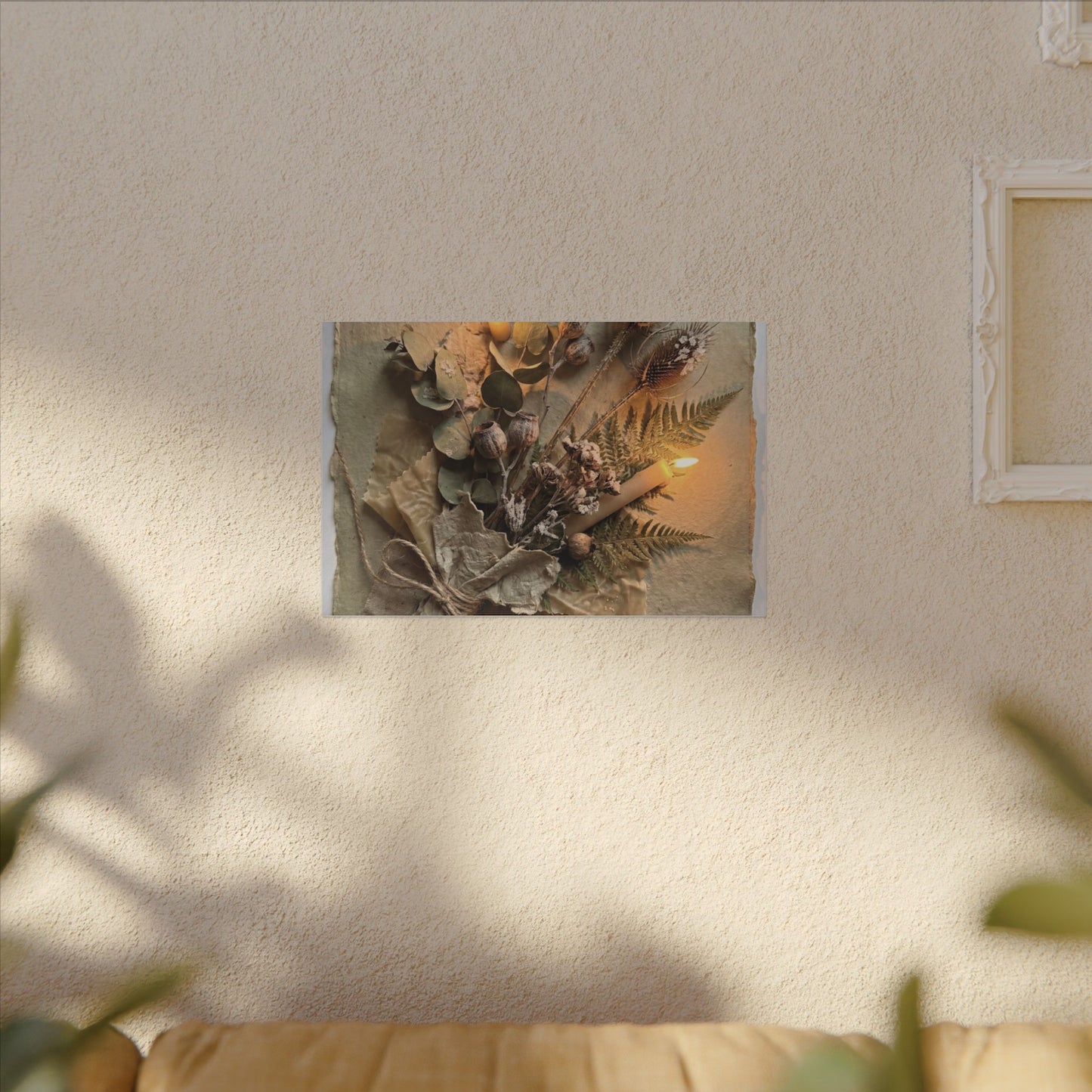 Dried Flowers Texture Canvas Art | Warm Japandi Art