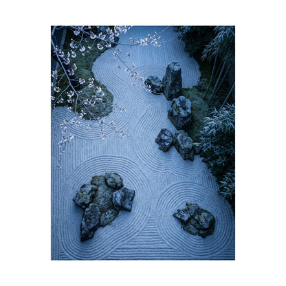 Zen Cherry Blossom in Moonlight | Karesansui Wall Art Print