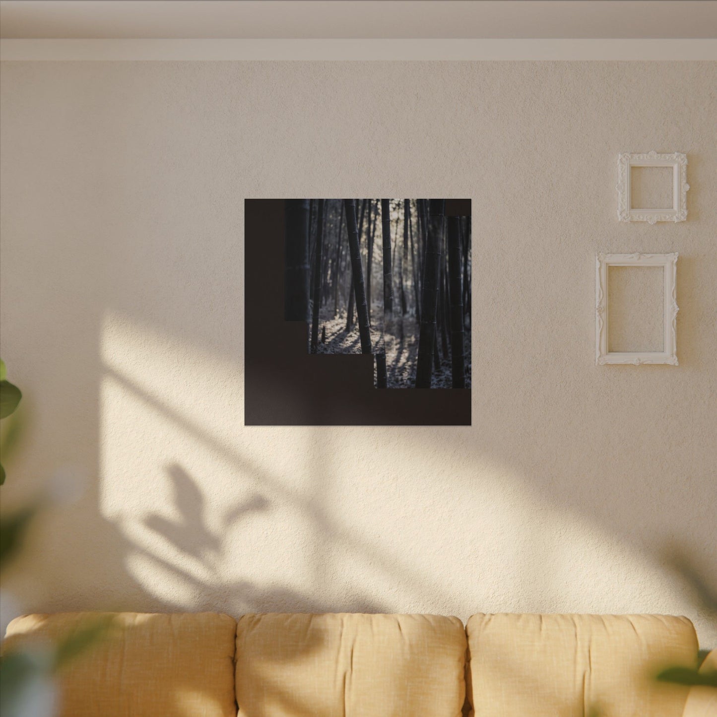 Bamboo Grove Canvas Art | Winter Dark Japandi Moody Minimal Art