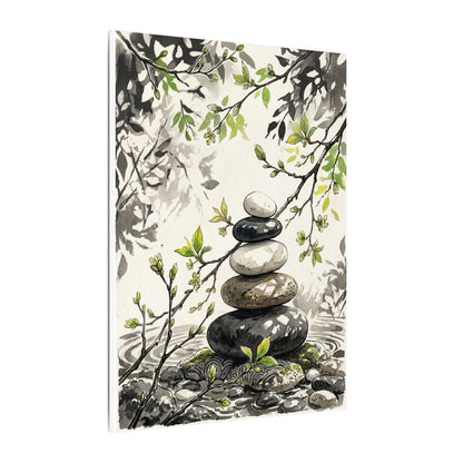 Spring River Stones Japanese Pattern Canvas Art | Elegant Decor