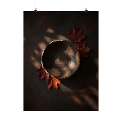 Ceramic Bowl Wall Art Print | Autumn Dark Japandi Dark Texture Art Art Print