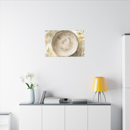 Ceramic Bowl Watercolor Canvas Art | Warm Japandi Art