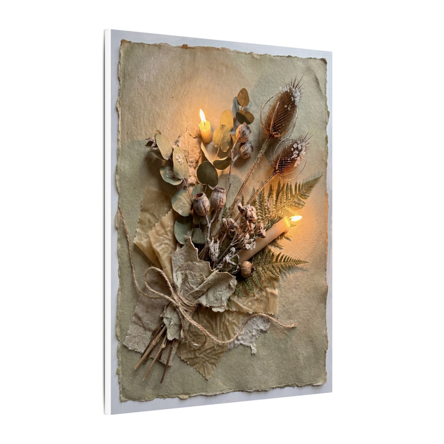 Dried Flowers Texture Canvas Art | Warm Japandi Art