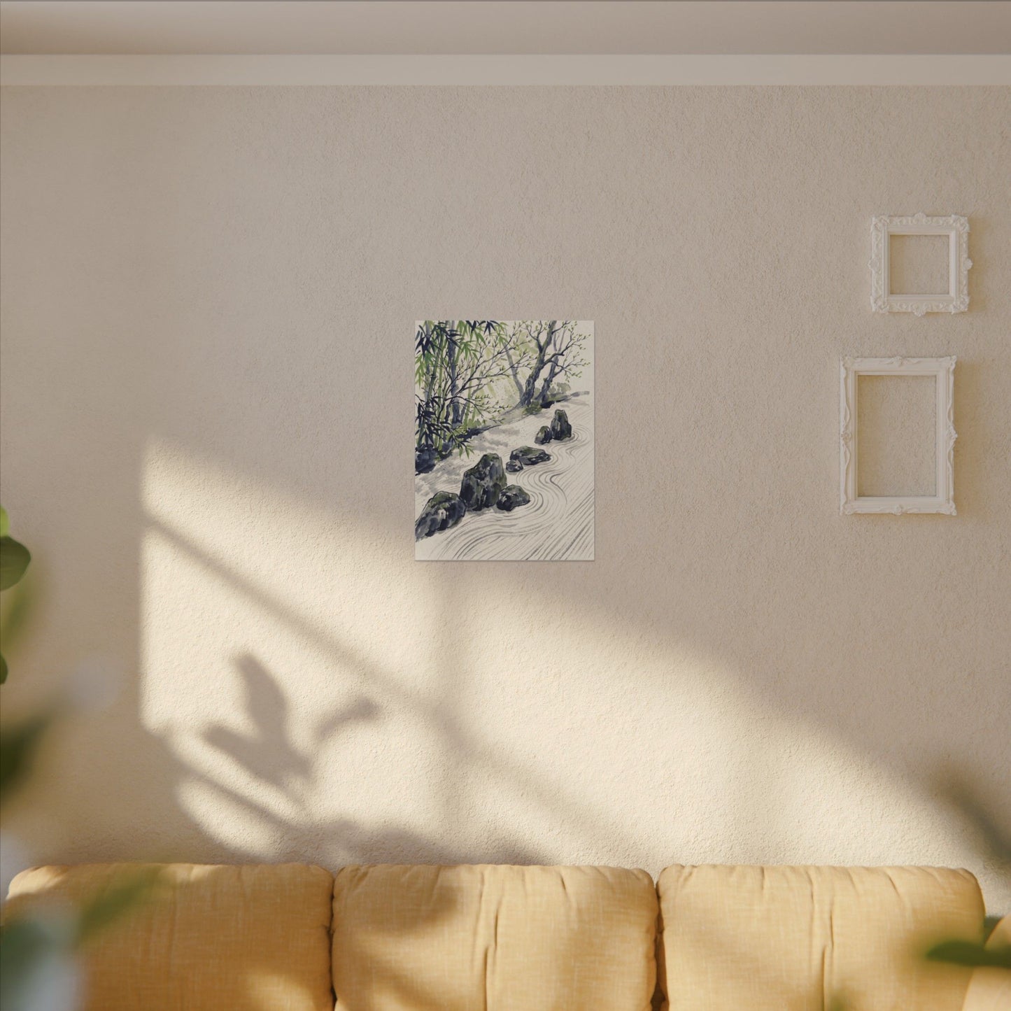 Dappled Rock Garden Canvas Art - Zen Mono No Aware