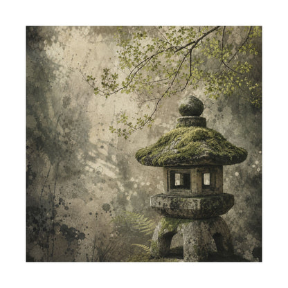 Stone Lantern Texture Wall Art Print | Neutral Japandi Art