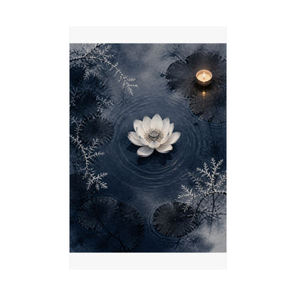 Lotus Flower Wall Art Print | Winter Zen Sumi E Art