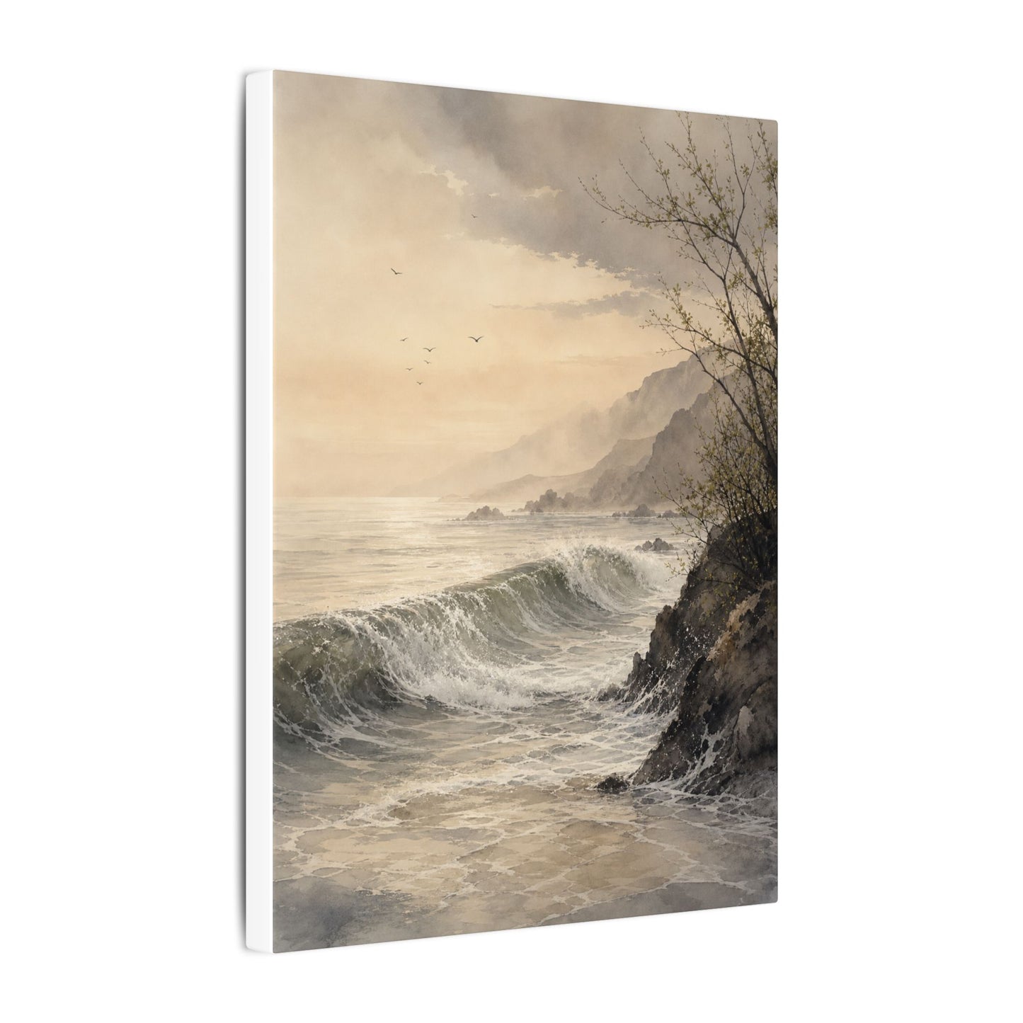 Ocean Wave Spring Canvas Art | Japandi Elegant Design