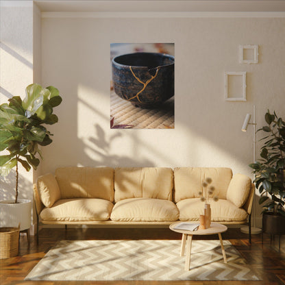 Tea Ceremony Autumn Canvas Art | Kintsugi Healing Design