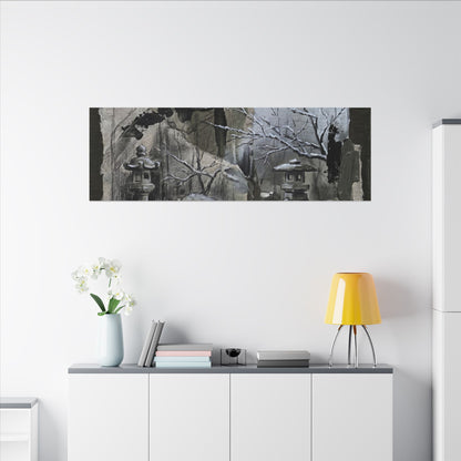 Winter Moonlit Garden Dark Texture Canvas Art | Moody Decor