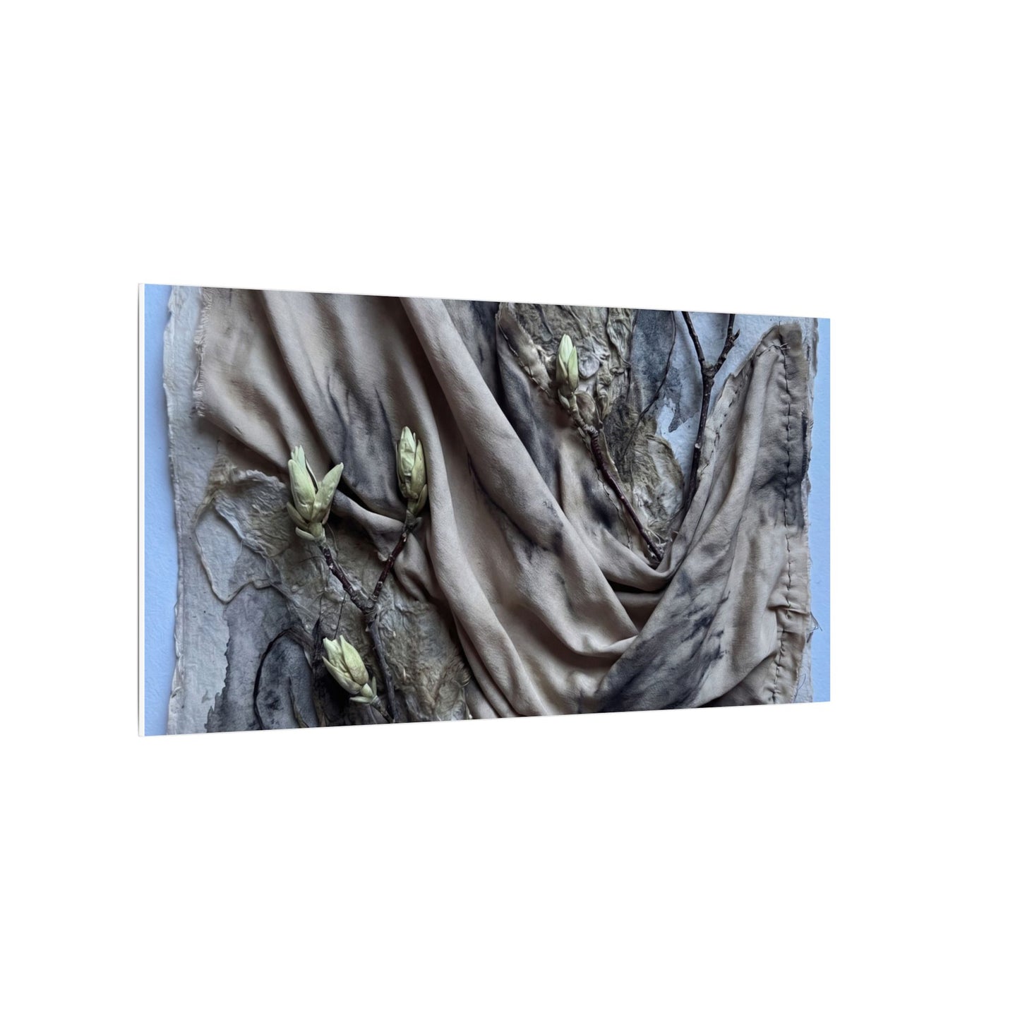 Japandi Silk Drape in Moonlight | Texture Canvas Art