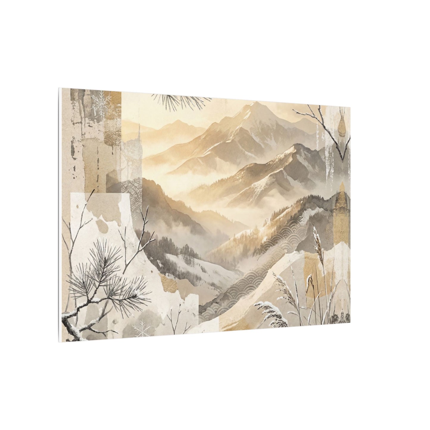 Shibui Mountain Mist Canvas Art - Japandi Japanese Pattern