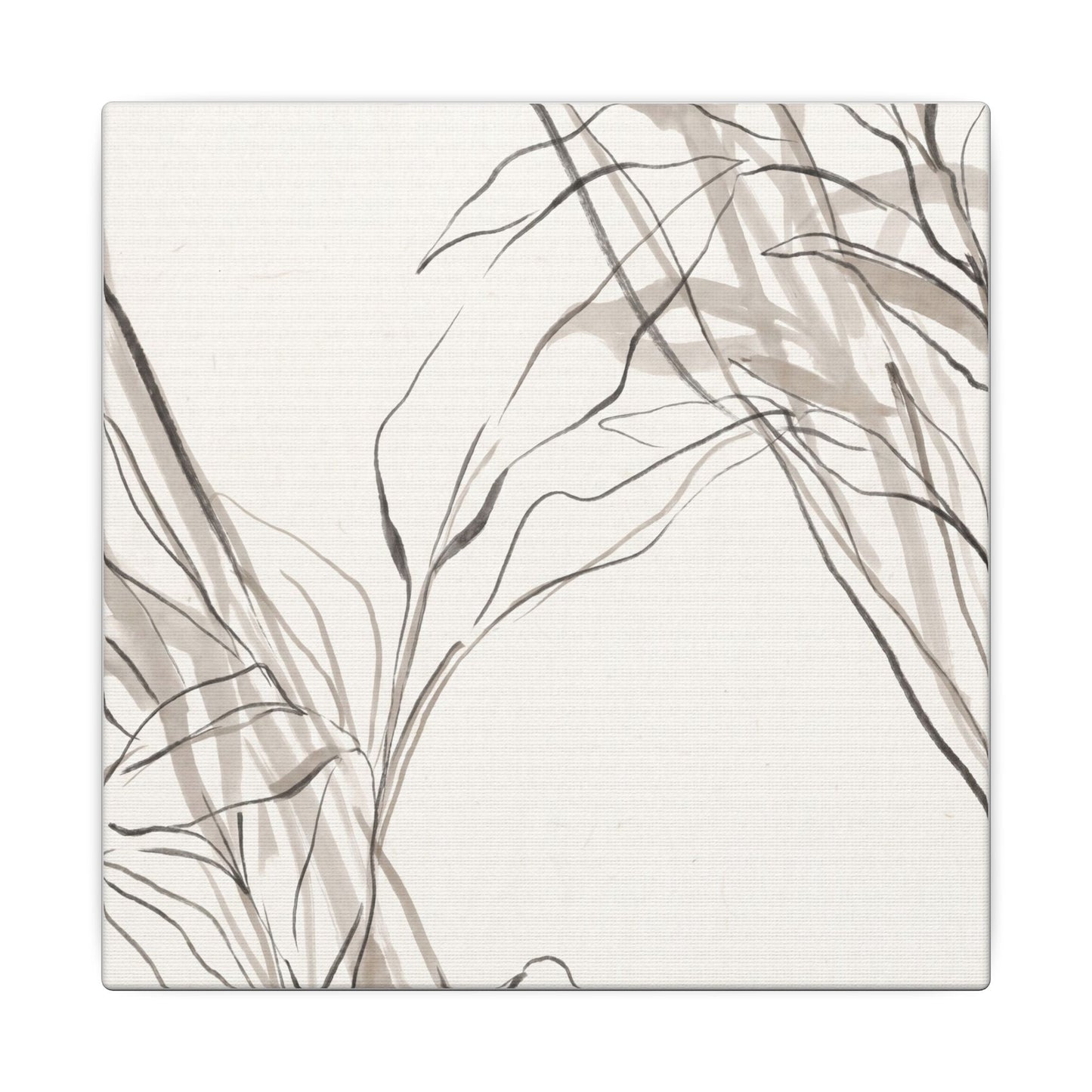 Neutral Shoji Screen Canvas Art - Minimal Line Japandi