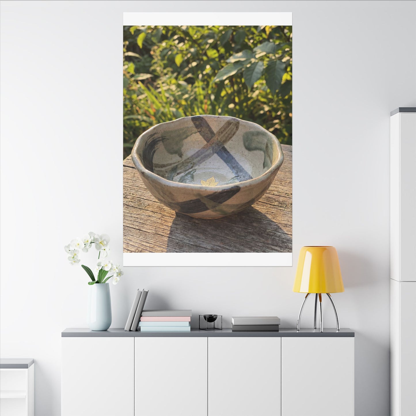 Earthy Ceramic Bowl Canvas Art - Japanese Pattern Japandi