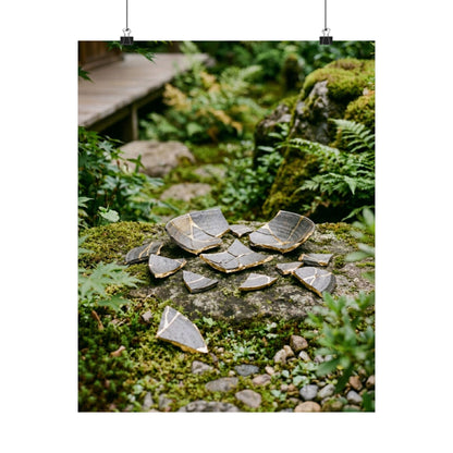 Broken Pottery Gold Repair Wall Art Print | Beautiful Kintsugi Art