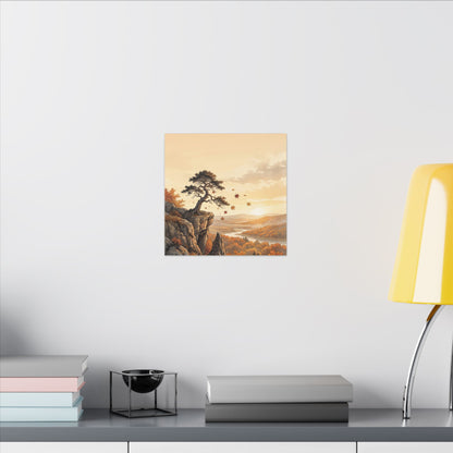 Pine Tree Autumn Canvas Art | Japandi Warm Design