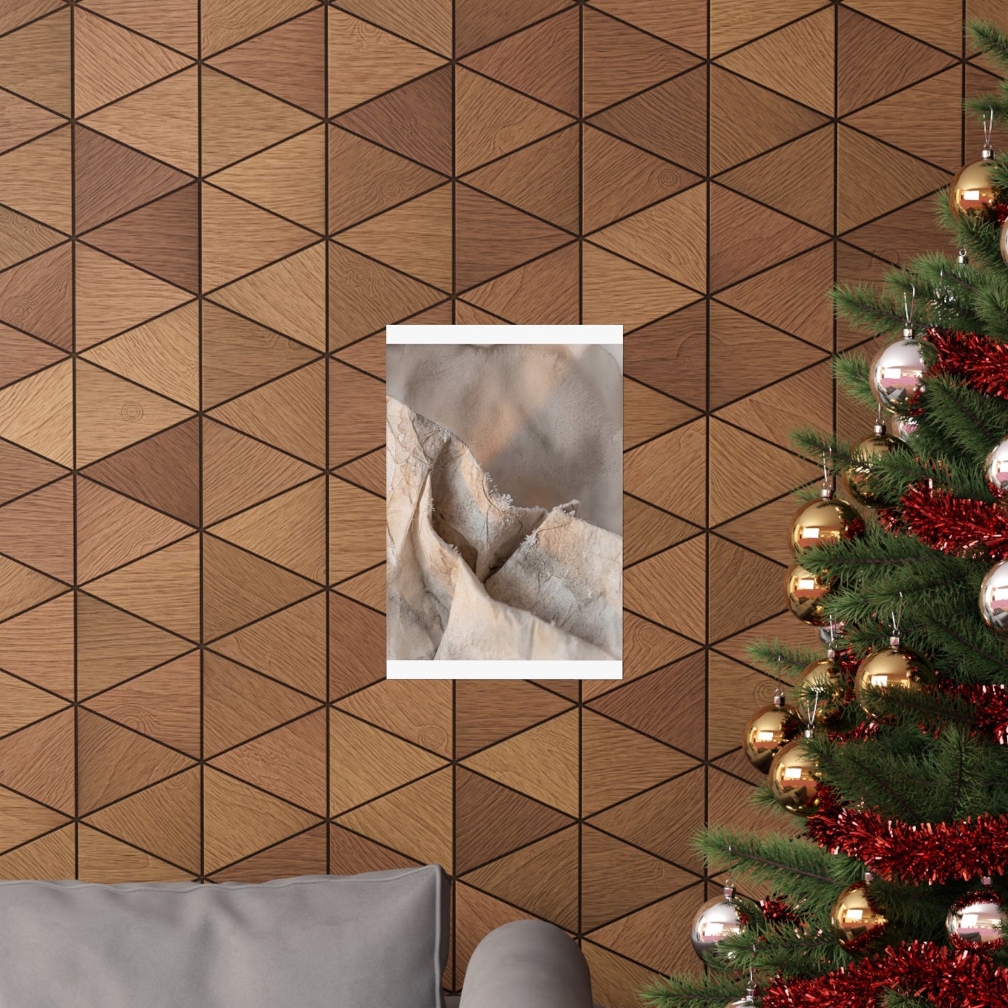 Winter Paper Fold Watercolor Wall Art Print | Elegant Decor