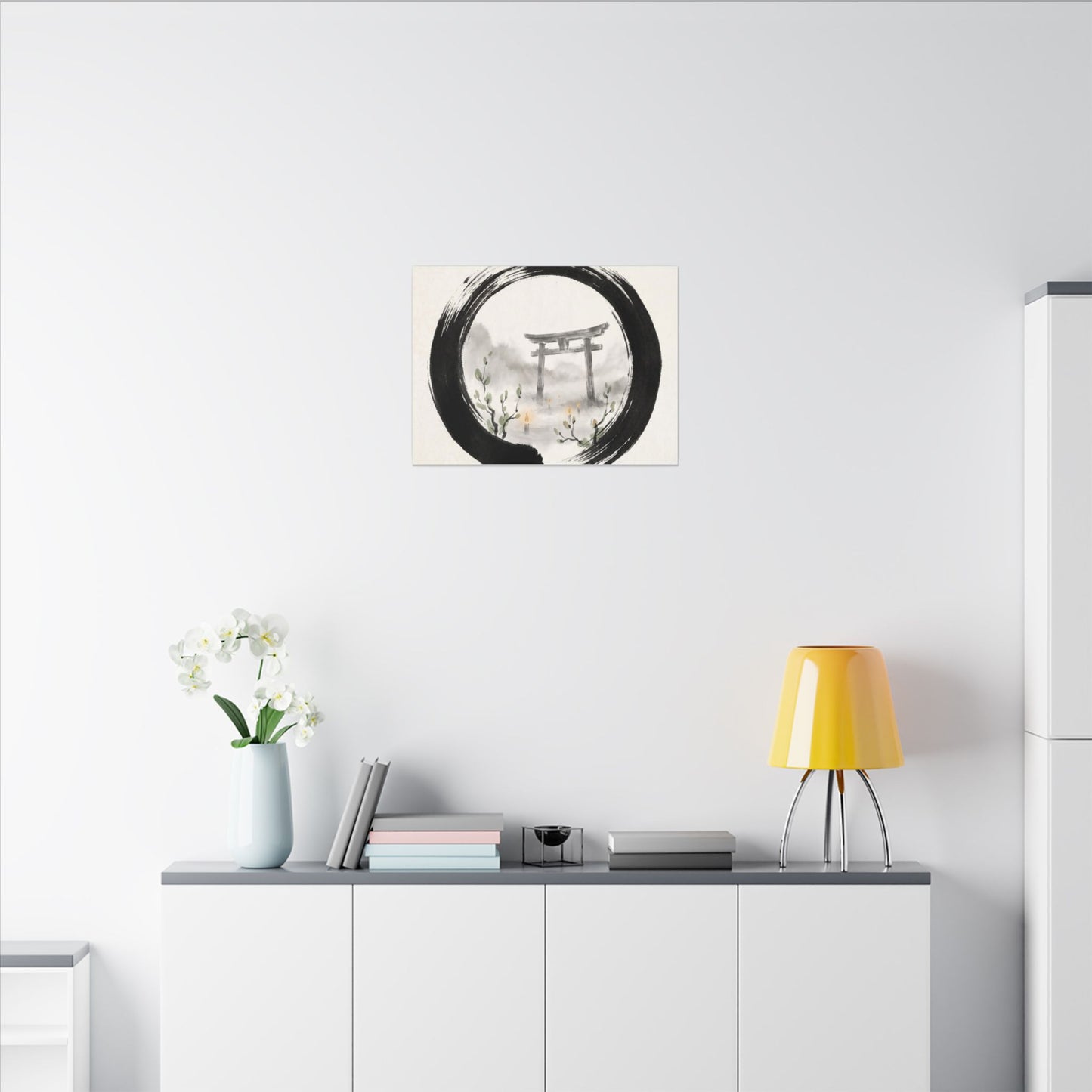 Spring Torii Gate Enso Canvas Art | Tranquil Decor