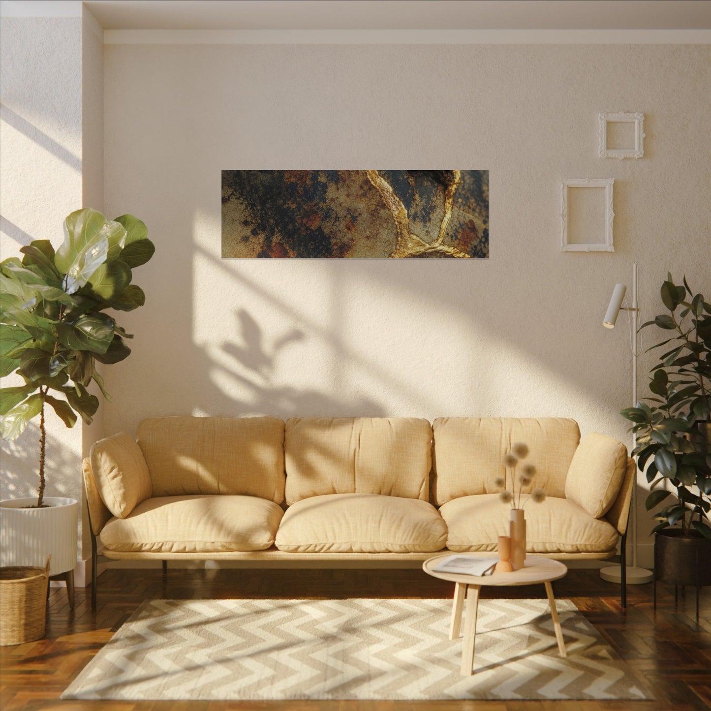 Datsuzoku Rust Patina Canvas Art - Kintsugi Crackle Gold