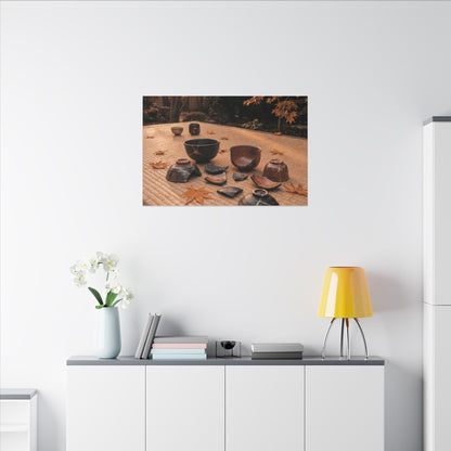 Golden Hour Tea Ceremony Canvas Art - Kintsugi Shibui