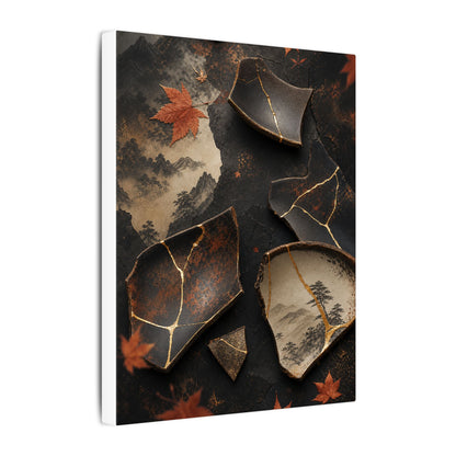 Broken Pottery Gold Vein Canvas Art | Philosophical Kintsugi Art