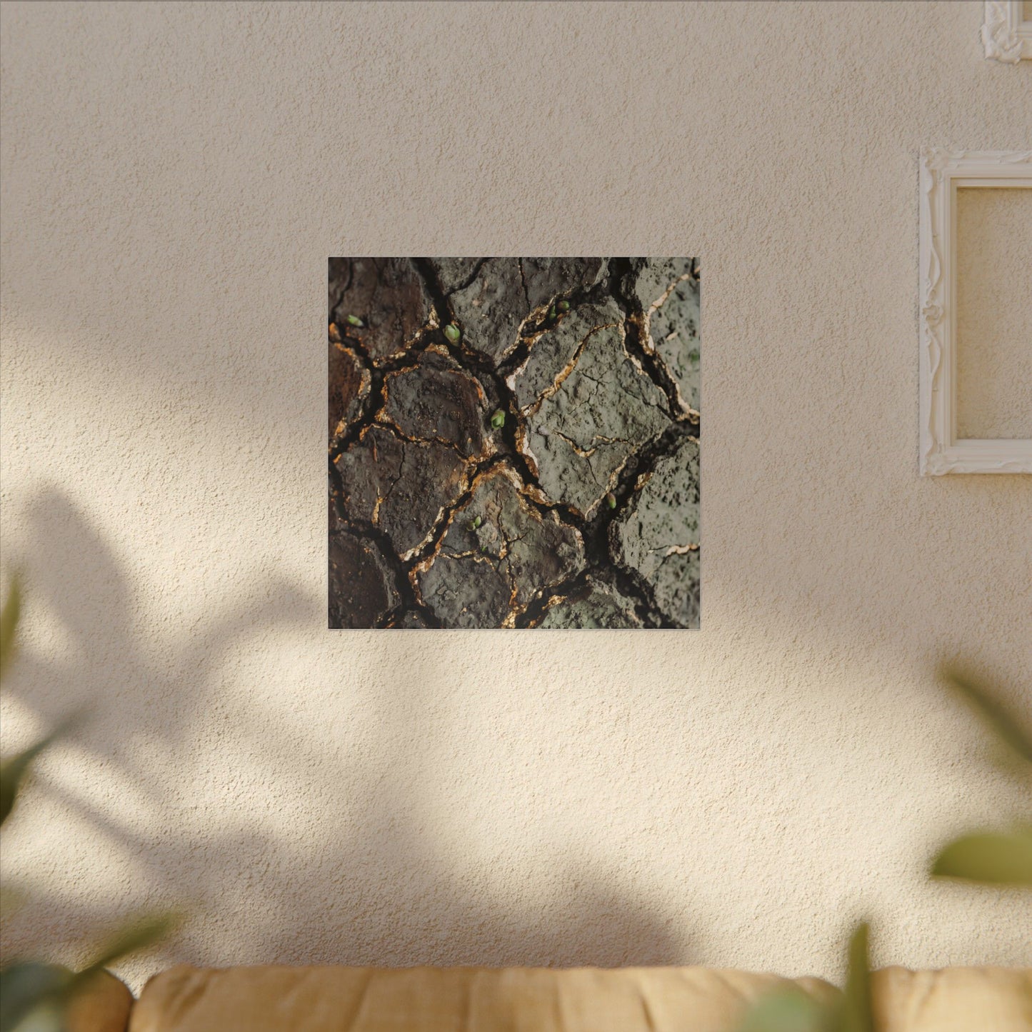 Earthy Cracked Earth Canvas Art - Japanese Pattern Japandi