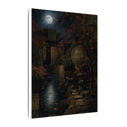 Moonlight Moonlit Garden Canvas Art - Dark Japandi Shibui