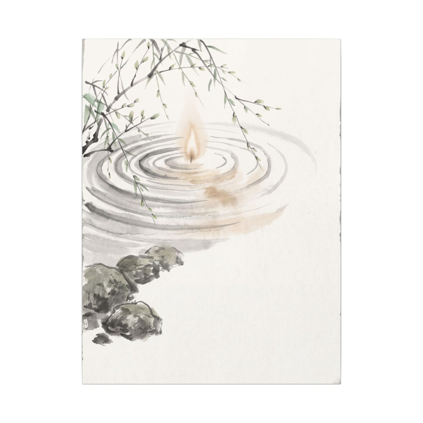 Water Ripple Sumi E Canvas Art | Tranquil Zen Art