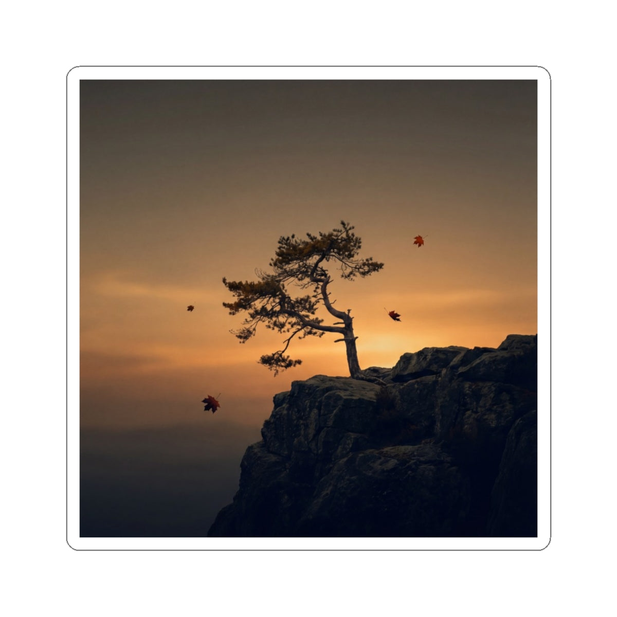 Ma Pine Tree Sticker - Dark Japandi Moody Minimal Art Print